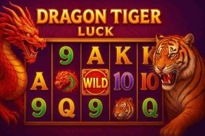 mesa de dragon tiger luck com cartas dragão e tigre abertas